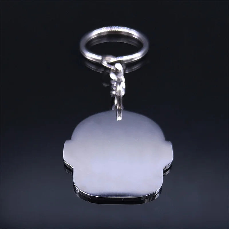 Muhammad Imam Mosque Arabic Allah Key Chain Women/Men Stainless Steel Blue Islamic Muslim Keyring jewlery llaveros K2869S02
