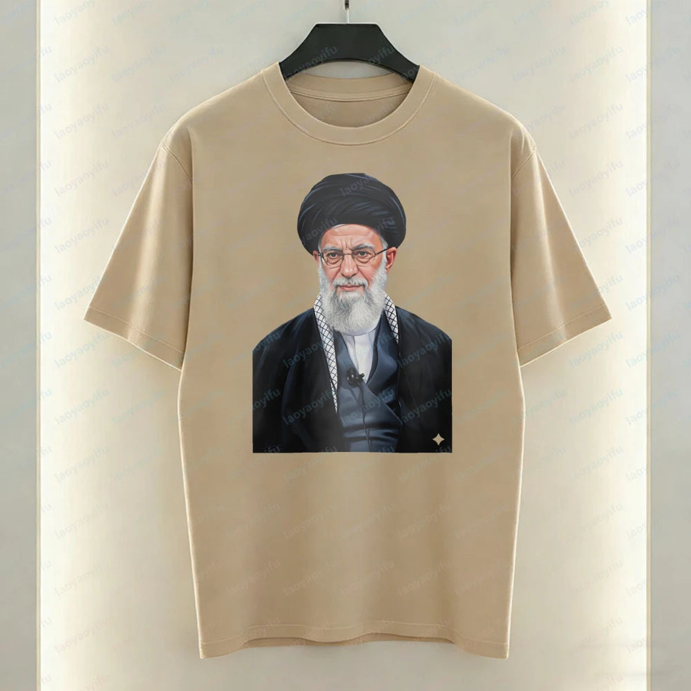 Supreme Leader of Iran Graphic T-Shirt Religious Figure Printing Tshirt Mourning Khamenei Shirt Unisex Cotton Short-sleeve Tees