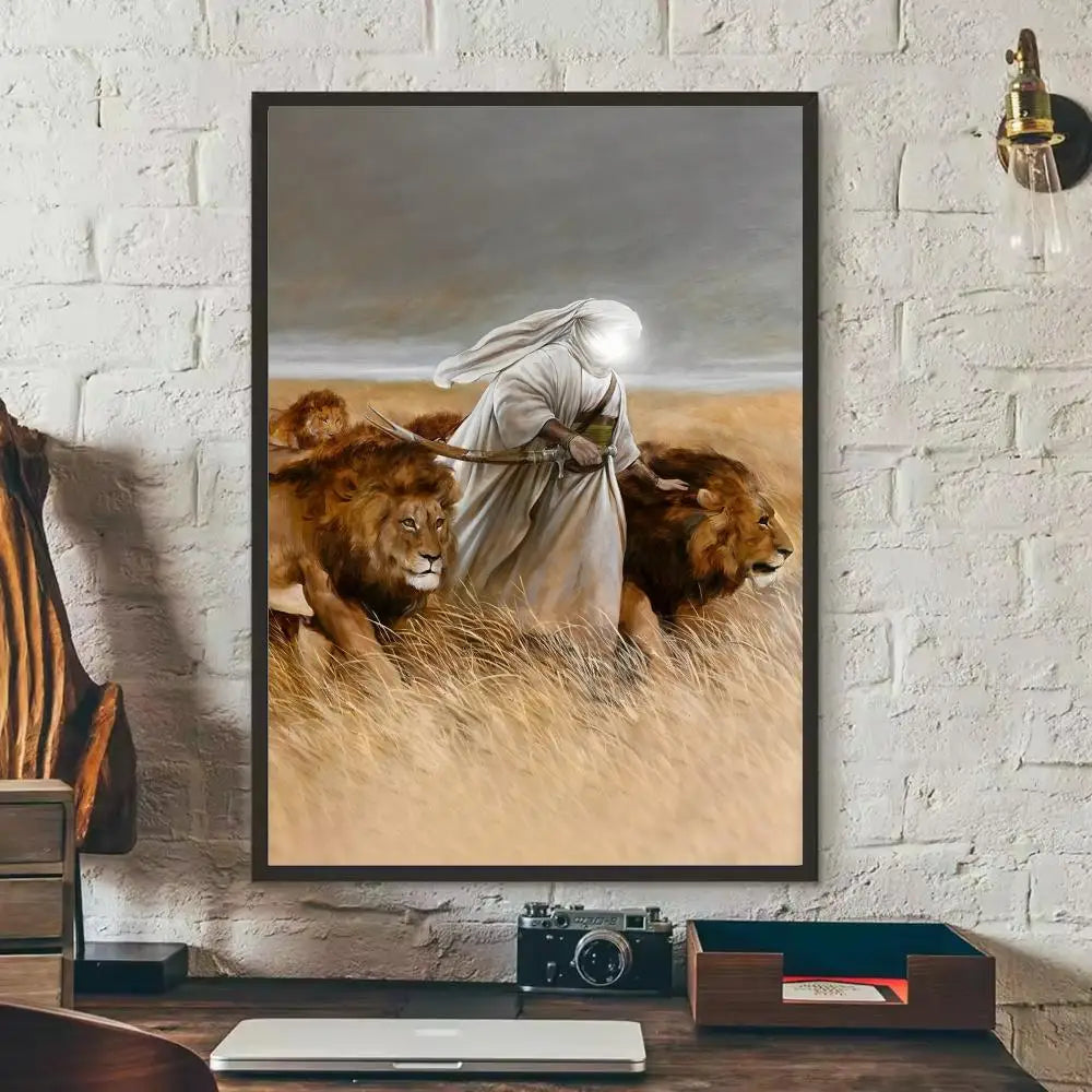 Imam Hussain Ali art anime Painting Calligraphy Anti-wrinkle Canvas Poster Wall Art Print Home Decor
