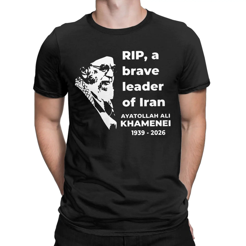 Mens Womens RIP Iran Ayatollah Ali Khamenei 1939 - 2026  T Shirt 100% Cotton Printed T-Shirt  Top Clothing