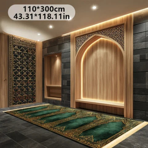 VIKAMA Luxury Islamic Prayer Mat with Tassels, Foldable Family Prayer Rug, Portable Indoor/Outdoor Muslim Prayer Mat