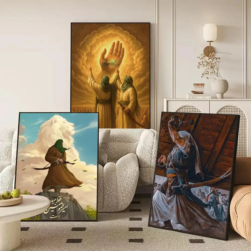 Imam Hussain Ali art anime Painting Calligraphy Anti-wrinkle Canvas Poster Wall Art Print Home Decor