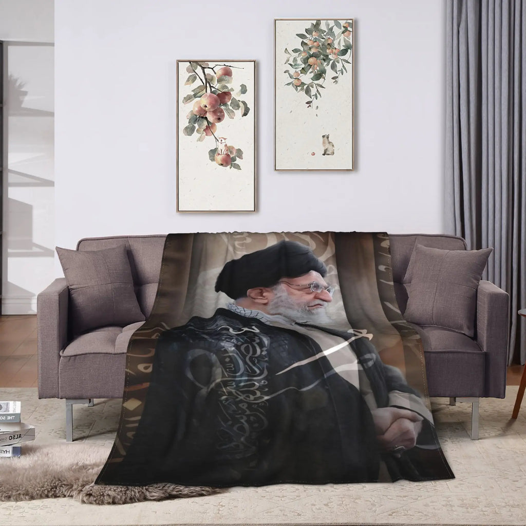 Ayatollah Sayyed Ali Khamenei Iranian Leader Blanket Aesthetic Throw Blanket Home Decor Flannel Bedspread Sofa Bed Cover