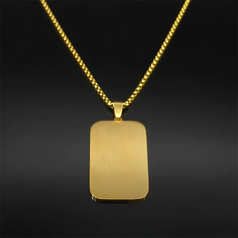 Islam Religious Muslim Pendant Necklace for Women Men Stainless Steel Gold Color Arabic Quran Medal Chain Jewelry