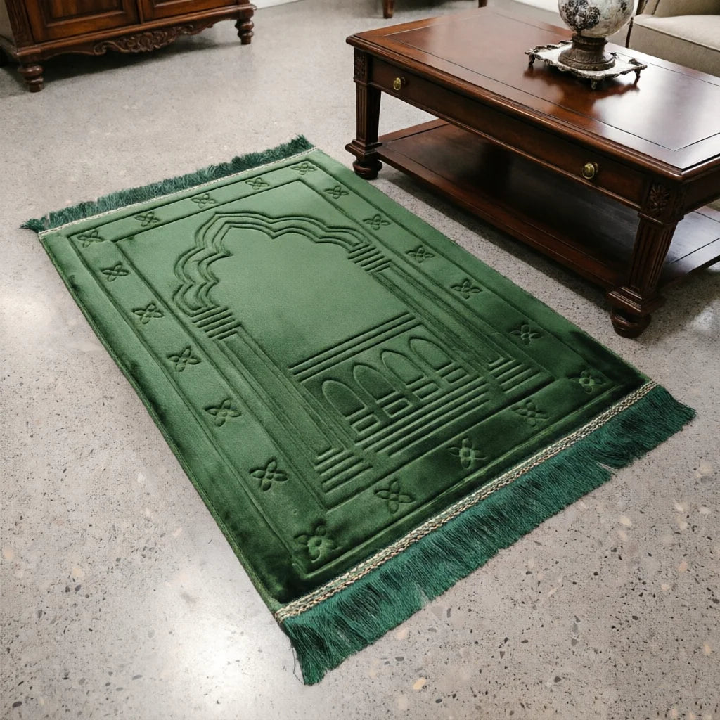 Memory Foam Prayer Mat Luxury Large Muslim Prayer rug Padded Very Thick Janamaz Sajadah for Men Women for Eid Ramadan