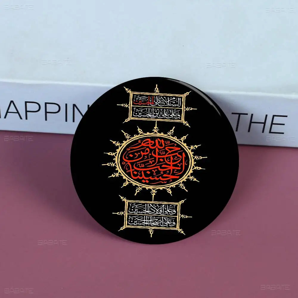 I-Imam H-Hussain Ali Round Button Pins Slogan Creative Brooches Metal Badge Fans Gifts