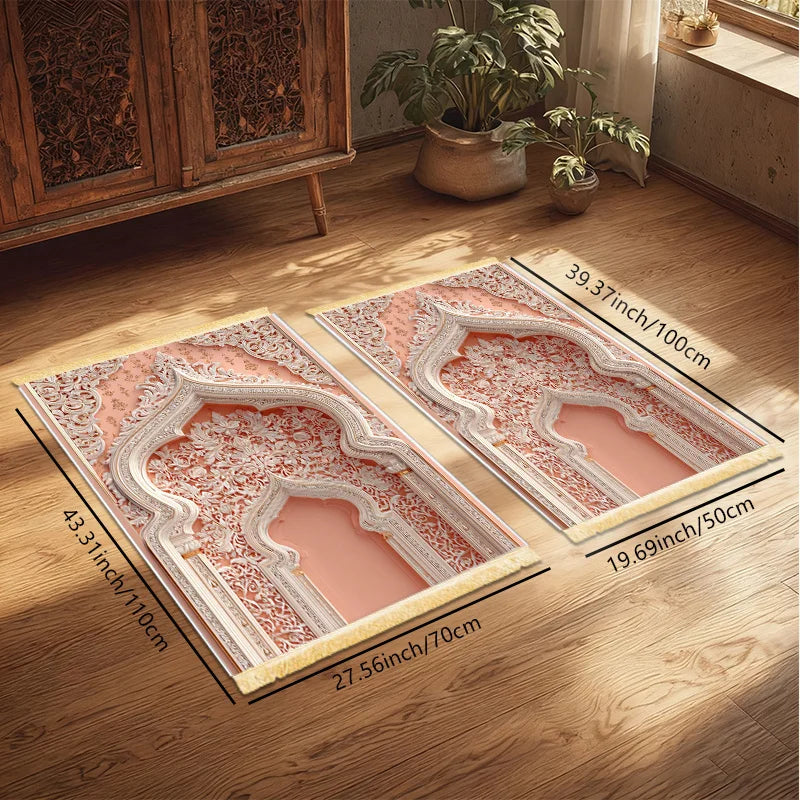 VIKAMA Minimalist Neutral Prayer Mat Modern Prayer Room Mat Foldable Portable Carpet for Indoor & Outdoor Use