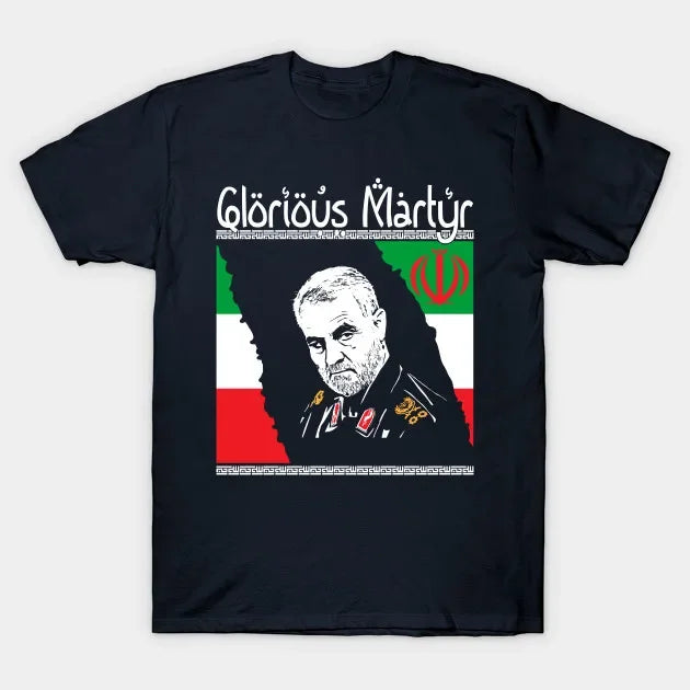 Qasem Soleimani Glorious Martyr Men's 100% cotton summer short sleeve O-neck printed T-shirt.
