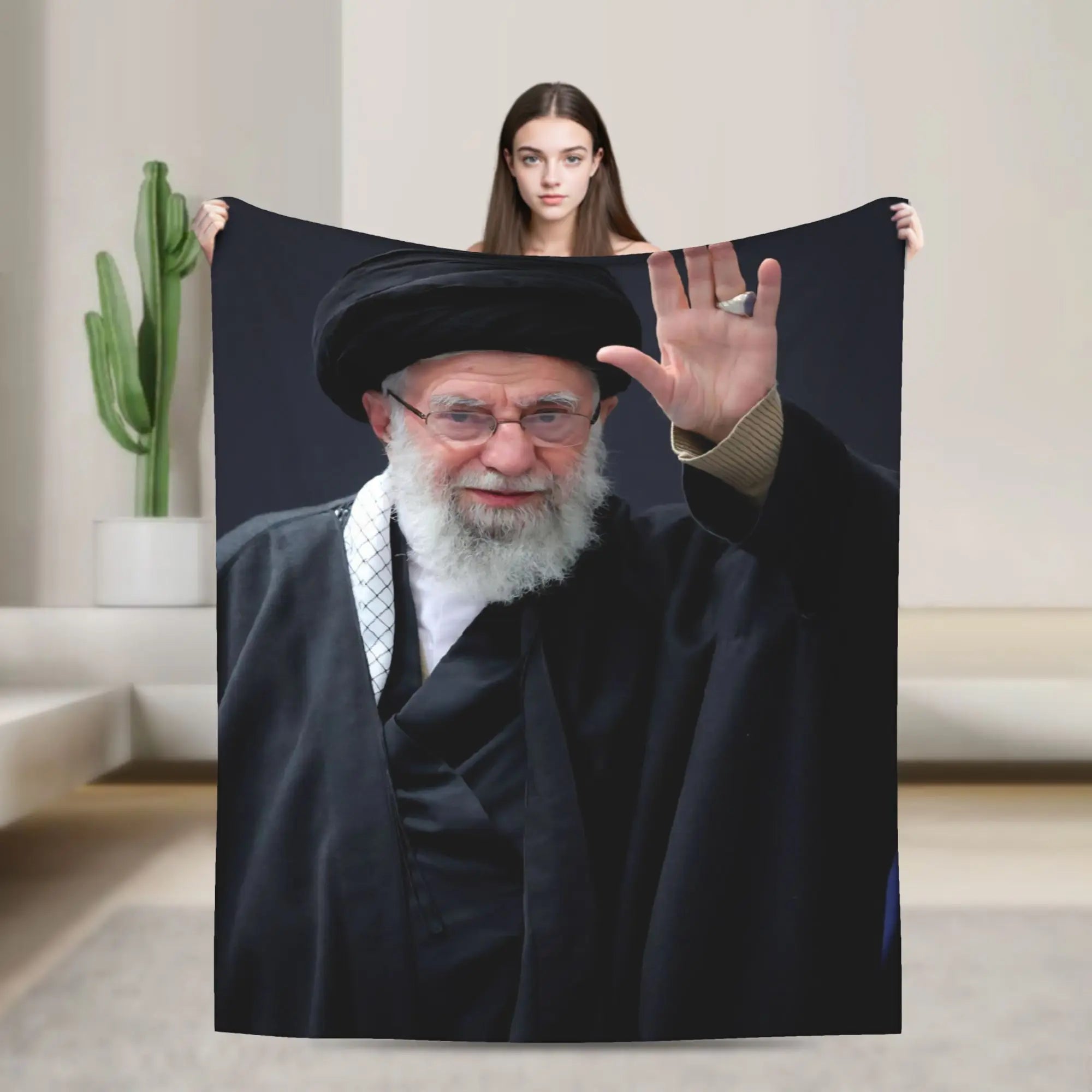 Ayatollah Sayyed Ali Khamenei Iranian Leader Blanket Aesthetic Throw Blanket Home Decor Flannel Bedspread Sofa Bed Cover