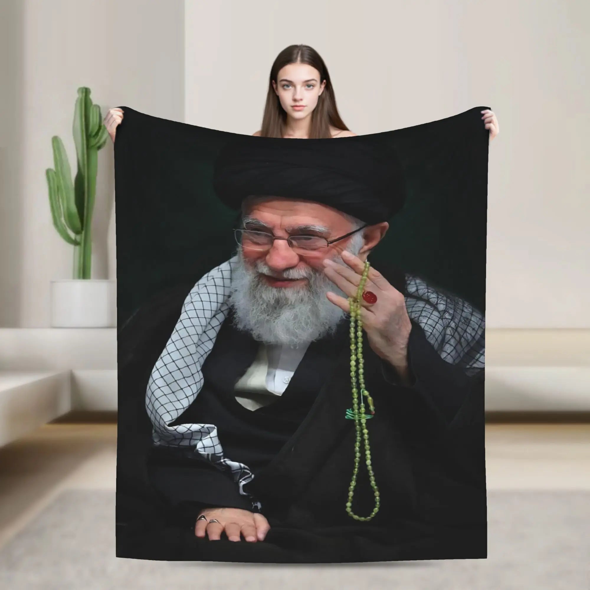 Soft Warm Blanket Ayatollah Sayyed Ali Khamenei Iranian Leader Throw Blanket  Flannel Bedspread For Couch Chair Sofa Bed Cover