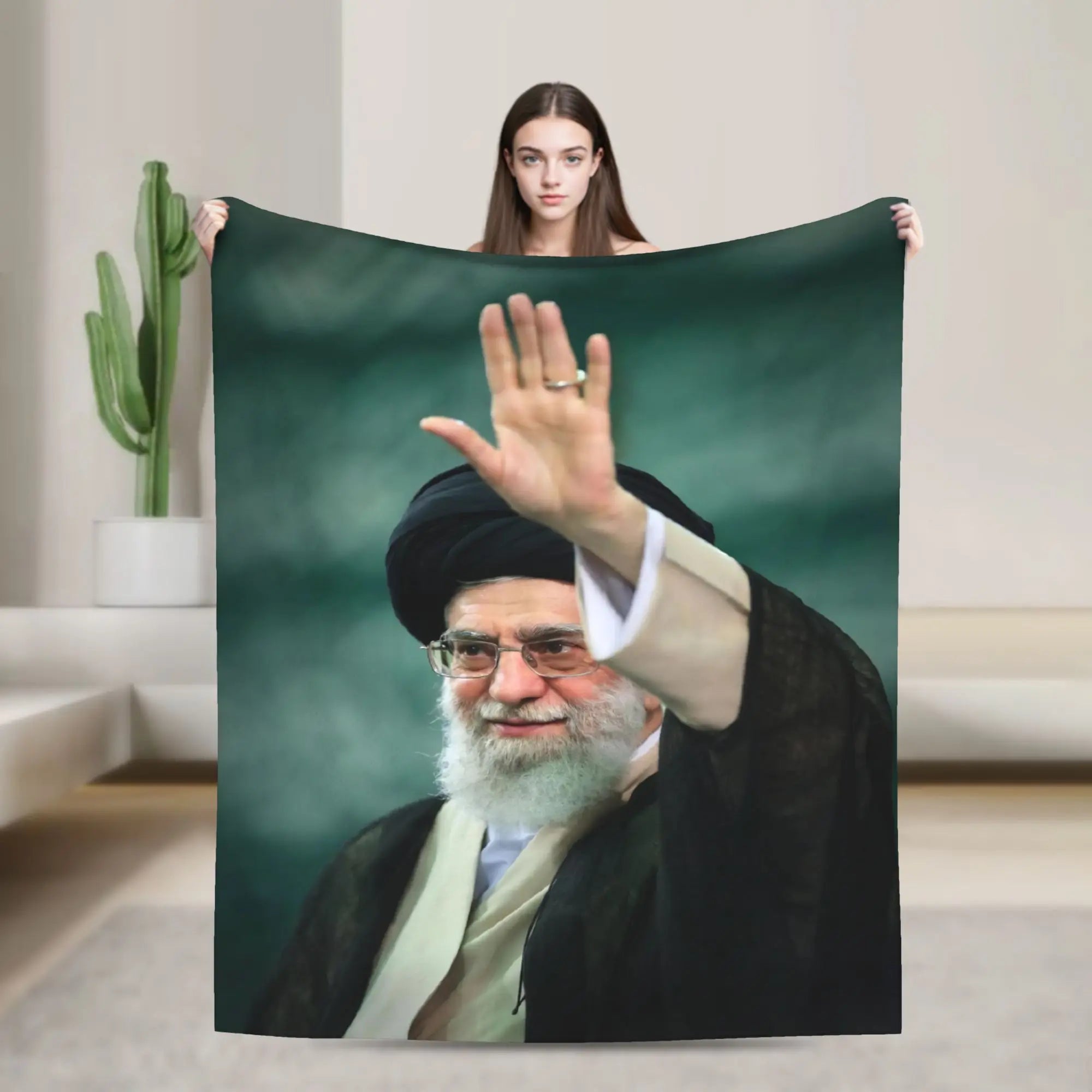 Ayatollah Sayyed Ali Khamenei Iranian Leader Blanket Aesthetic Throw Blanket Home Decor Flannel Bedspread Sofa Bed Cover