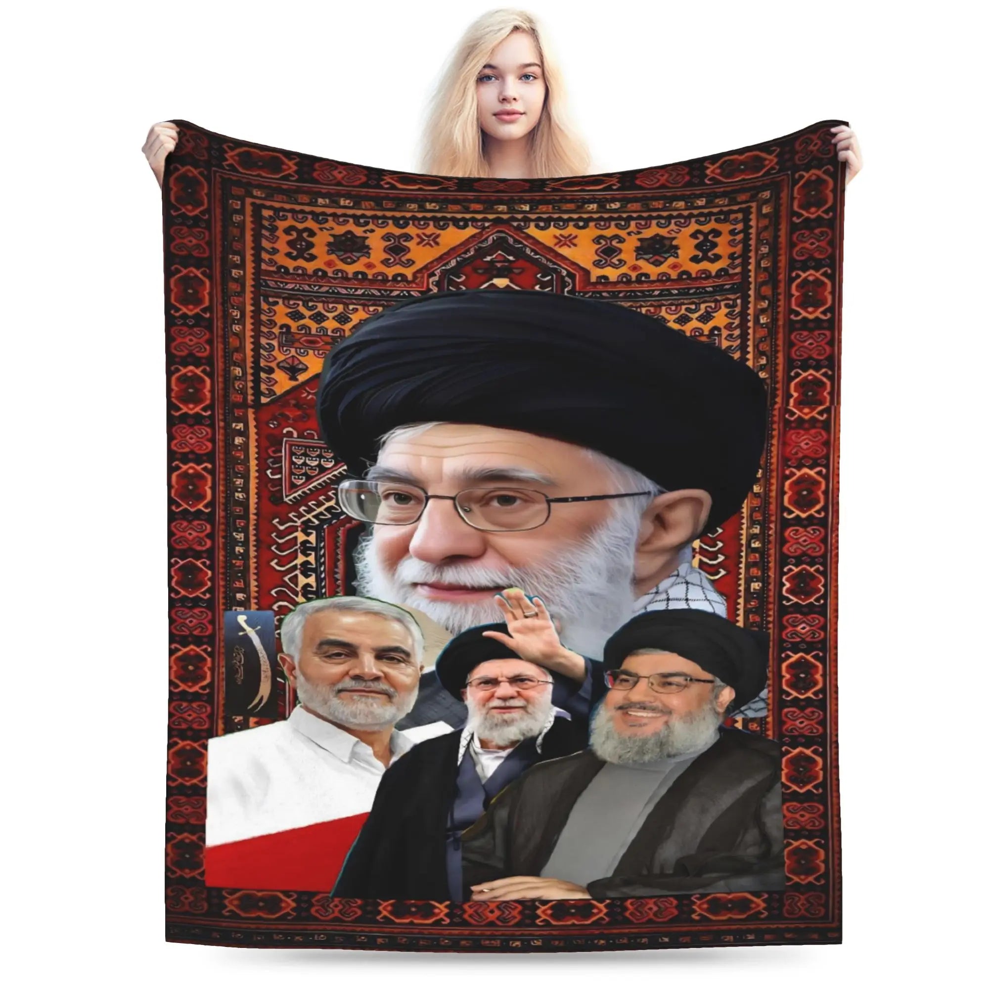 Soft Warm Blanket Ayatollah Sayyed Ali Khamenei Iranian Leader Throw Blanket  Flannel Bedspread For Couch Chair Sofa Bed Cover