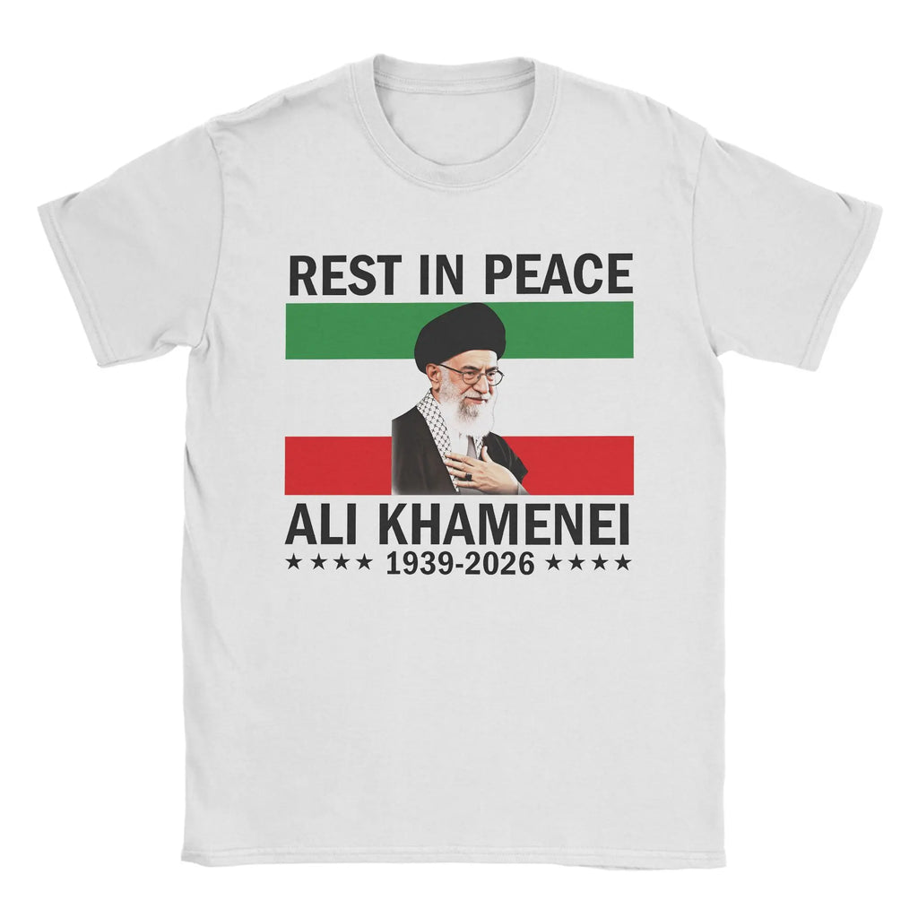 Pray for Ali Khamenei T-Shirt Summer Hippie T-Shirts Men Pure Cotton Round Neck 4XL 5XL 6XL Top Tees Short Sleeve Y2K Fun Tshirt