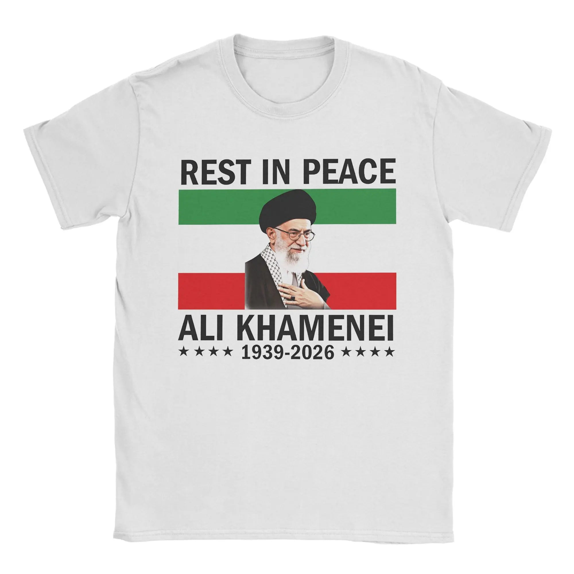Pray for Ali Khamenei T-Shirt Summer Hippie T-Shirts Men Pure Cotton Round Neck 4XL 5XL 6XL Top Tees Short Sleeve Y2K Fun Tshirt