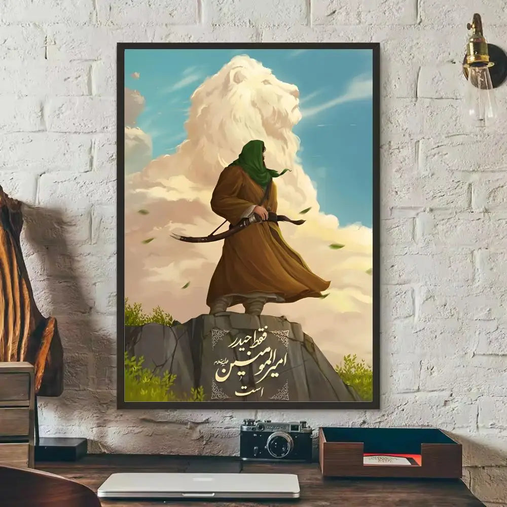 Imam Hussain Ali art anime Painting Calligraphy Anti-wrinkle Canvas Poster Wall Art Print Home Decor