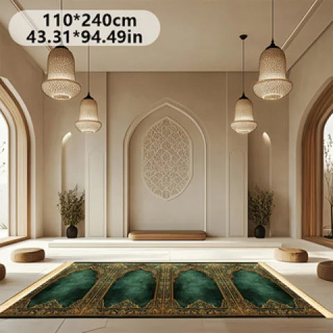 VIKAMA Luxury Islamic Prayer Mat with Tassels, Foldable Family Prayer Rug, Portable Indoor/Outdoor Muslim Prayer Mat