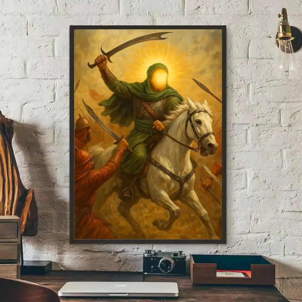Imam Hussain Ali art anime Painting Calligraphy Anti-wrinkle Canvas Poster Wall Art Print Home Decor