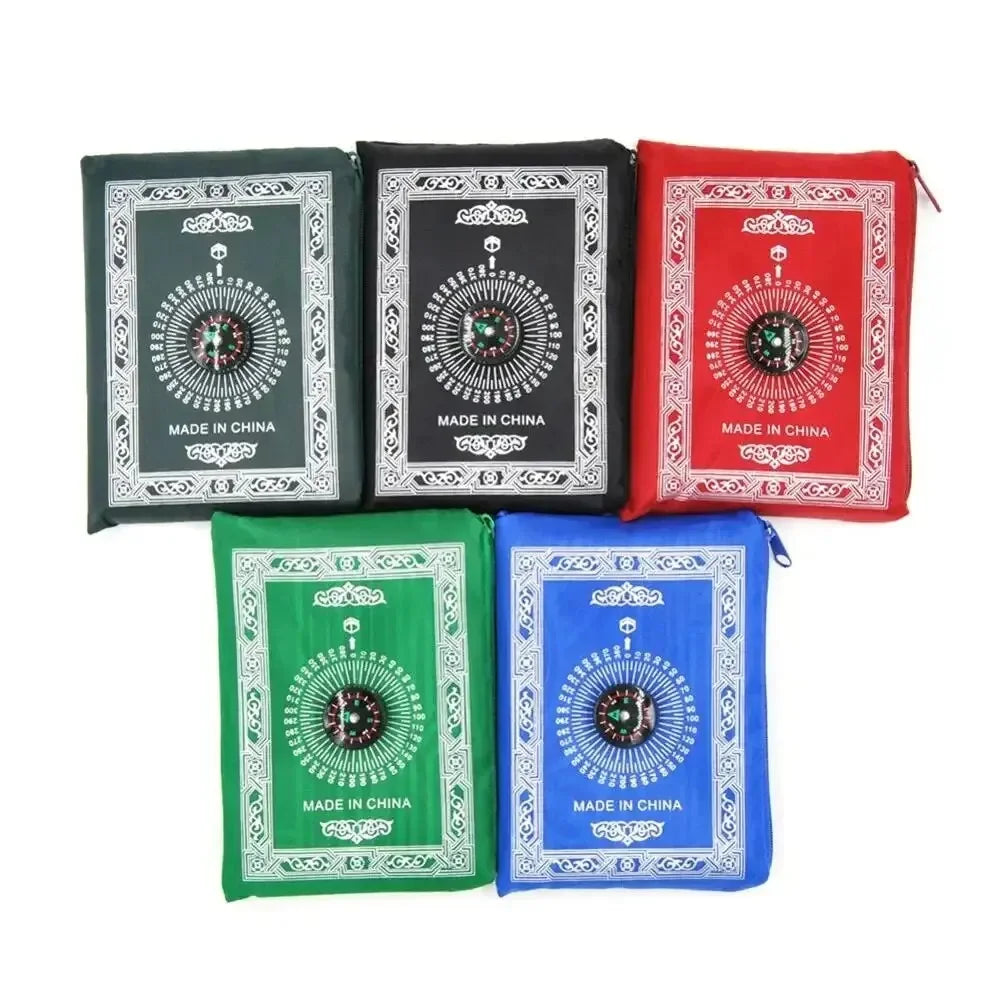 Muslim Prayer Rug Portable Large Size Braided Mats Simply Print with Compass In Pouch Travel Home New Style Pilgrimage Blanket