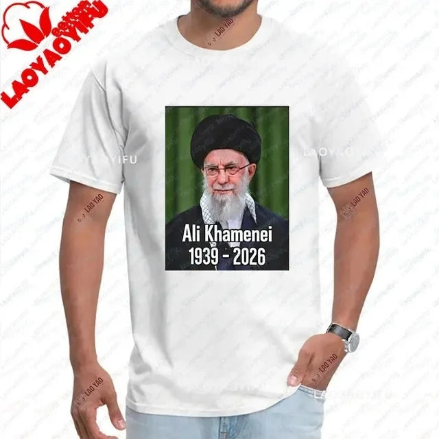 Hip Hop Graphic T-Shirt Y2K Khamenei Print Oversized Tee Men Women Cotton Short Sleeve Streetwear O-Neck Summer T Shirt Gift New