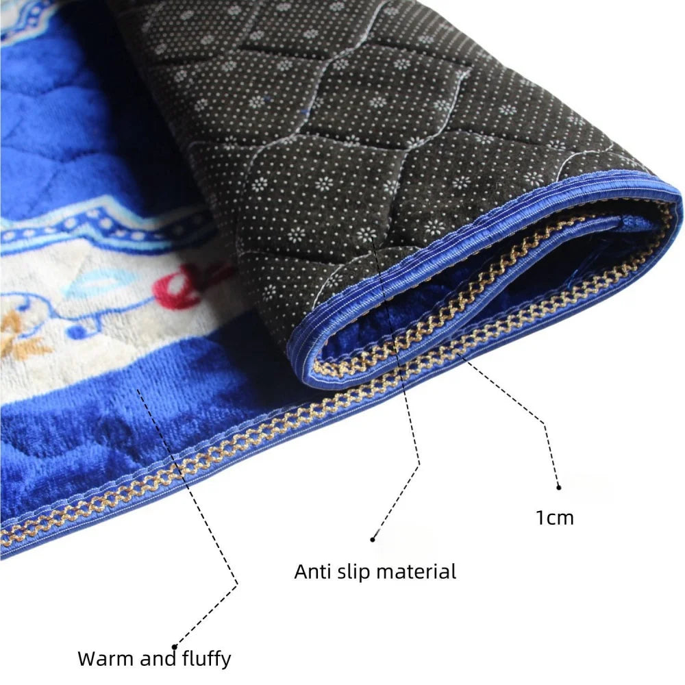Muslim Prayer Rug With Tassel Quilted Soft Large Floral Ramadan Prayer Padded Sajadah Islamic Prayer Mat Thick For Men And Women