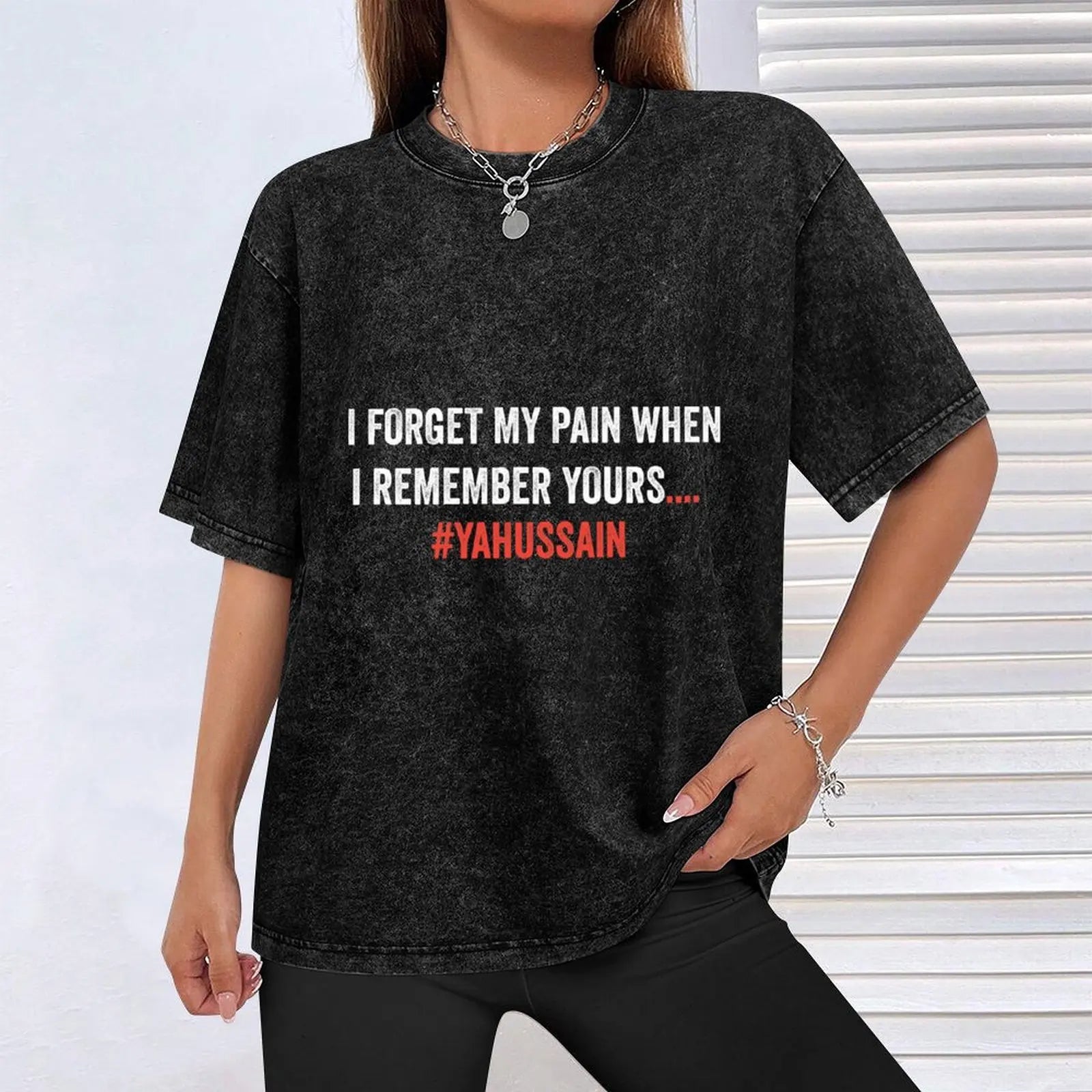 Labaik ya hussain T-Shirt Basic Solid Color Short Sleeve Cotton Top