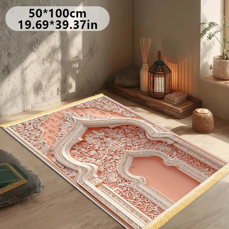 VIKAMA Minimalist Neutral Prayer Mat Modern Prayer Room Mat Foldable Portable Carpet for Indoor & Outdoor Use