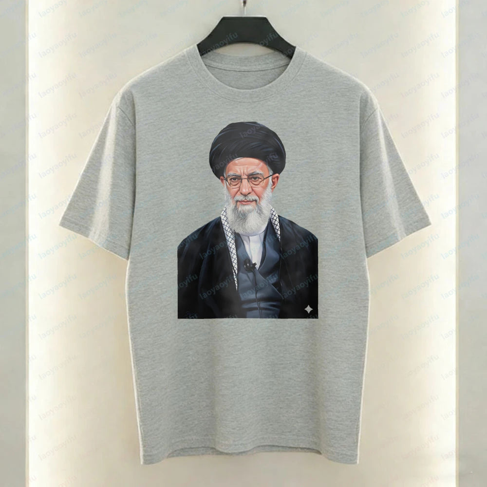 Supreme Leader of Iran Graphic T-Shirt Religious Figure Printing Tshirt Mourning Khamenei Shirt Unisex Cotton Short-sleeve Tees