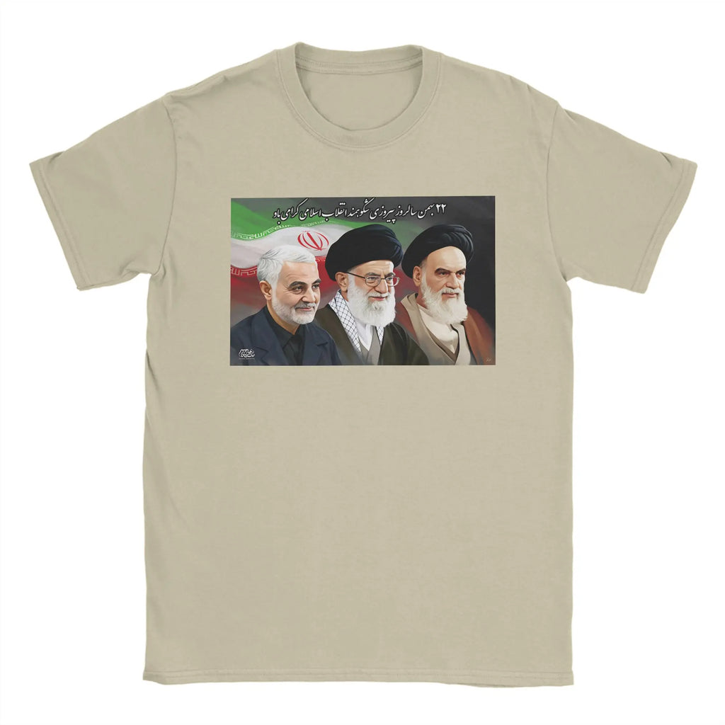 Qasem Soleimani Ali Khamenei Ruhollah Khomeini RIP T Shirt Beach lran flag T Shirts Men Cotton O-Neck Plus Size 5XL Tshirt