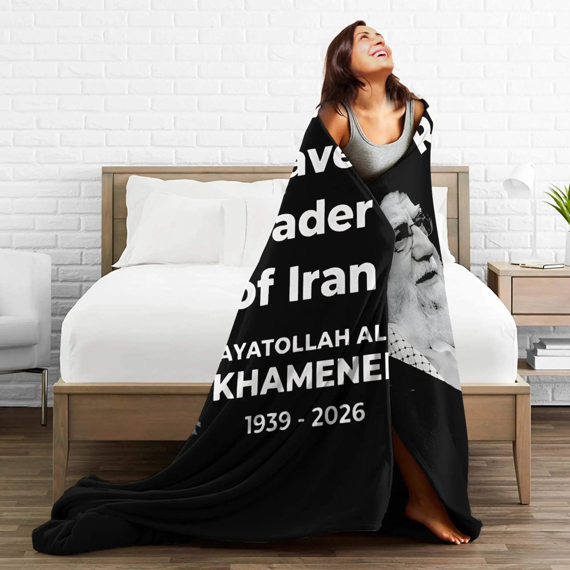 Ali Khamenei RIP A Brave Leader Of Iran 1939 2026 Warm Comfy Blanket For Chair Sofa Bed  Throw Blanket Winter Flannel Bedspread