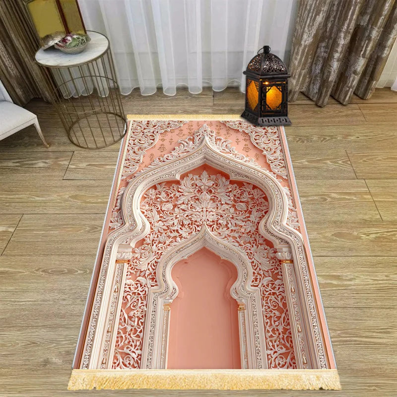 VIKAMA Minimalist Neutral Prayer Mat Modern Prayer Room Mat Foldable Portable Carpet for Indoor & Outdoor Use