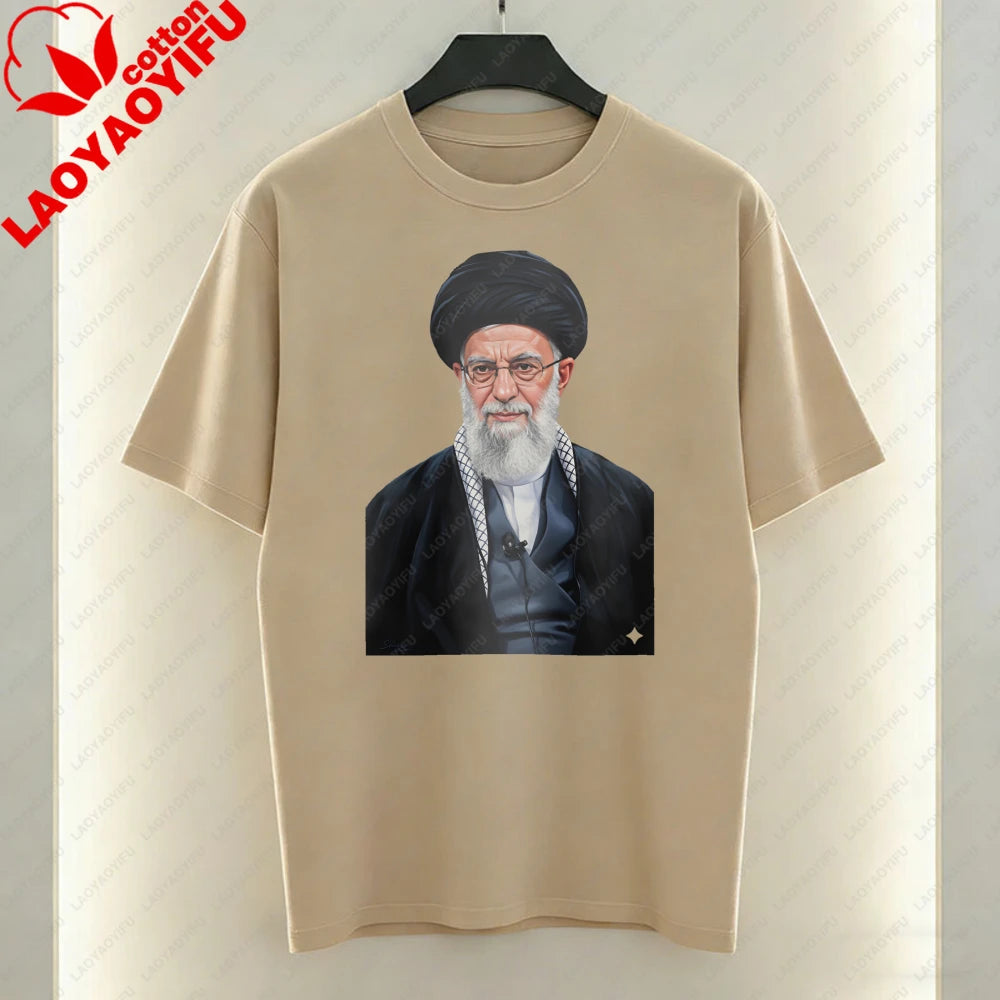 Supreme Leader of Iran Graphic T-Shirt Religious Figure Printing Tshirt Mourning Khamenei Shirt Unisex Cotton Short-sleeve Tees