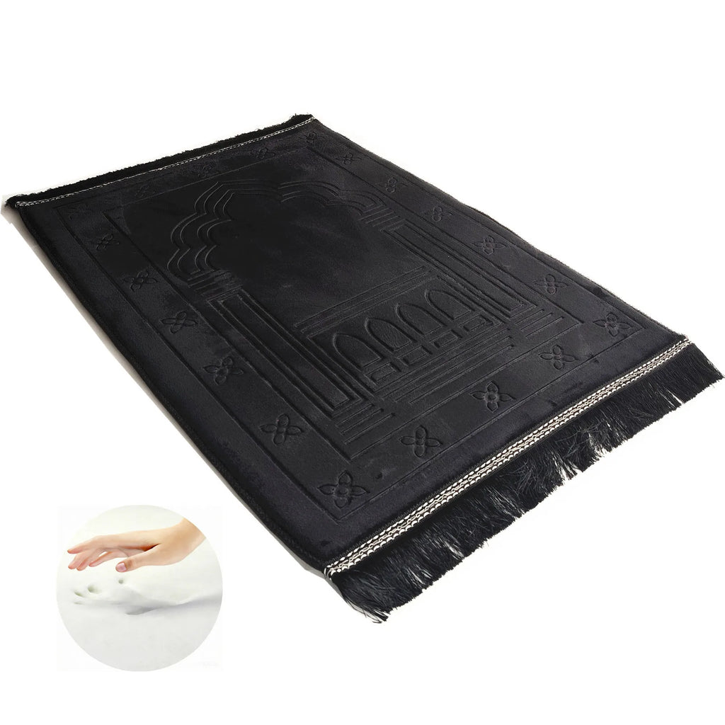 Memory Foam Prayer Mat Luxury Large Muslim Prayer rug Padded Very Thick Janamaz Sajadah for Men Women for Eid Ramadan