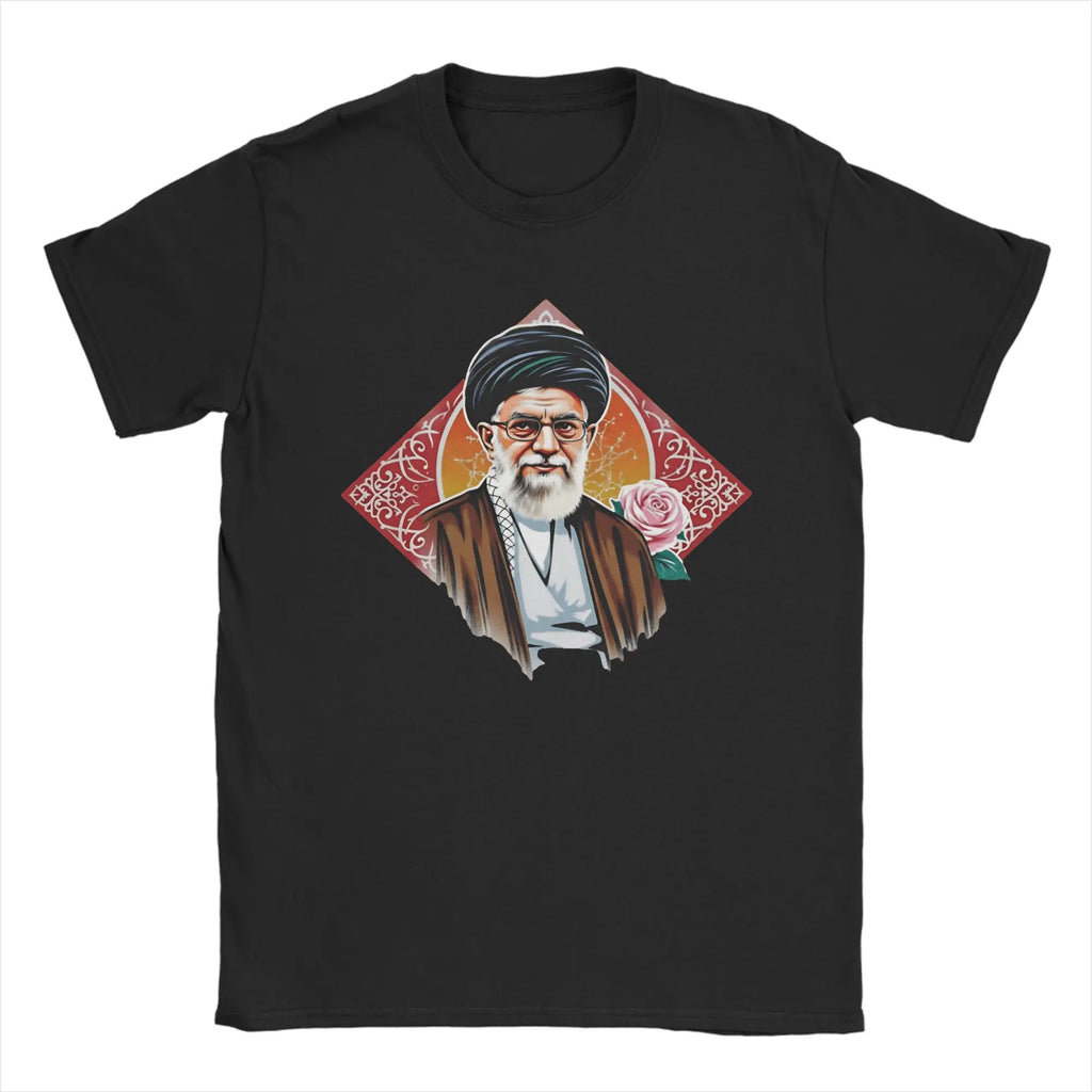 Vintage T Shirt Summer Ali Khamenei Fashion T Shirts  Pure Cotton Tee Shirt for Men's Y2K Retro Wholesale Short Sleeve Tops