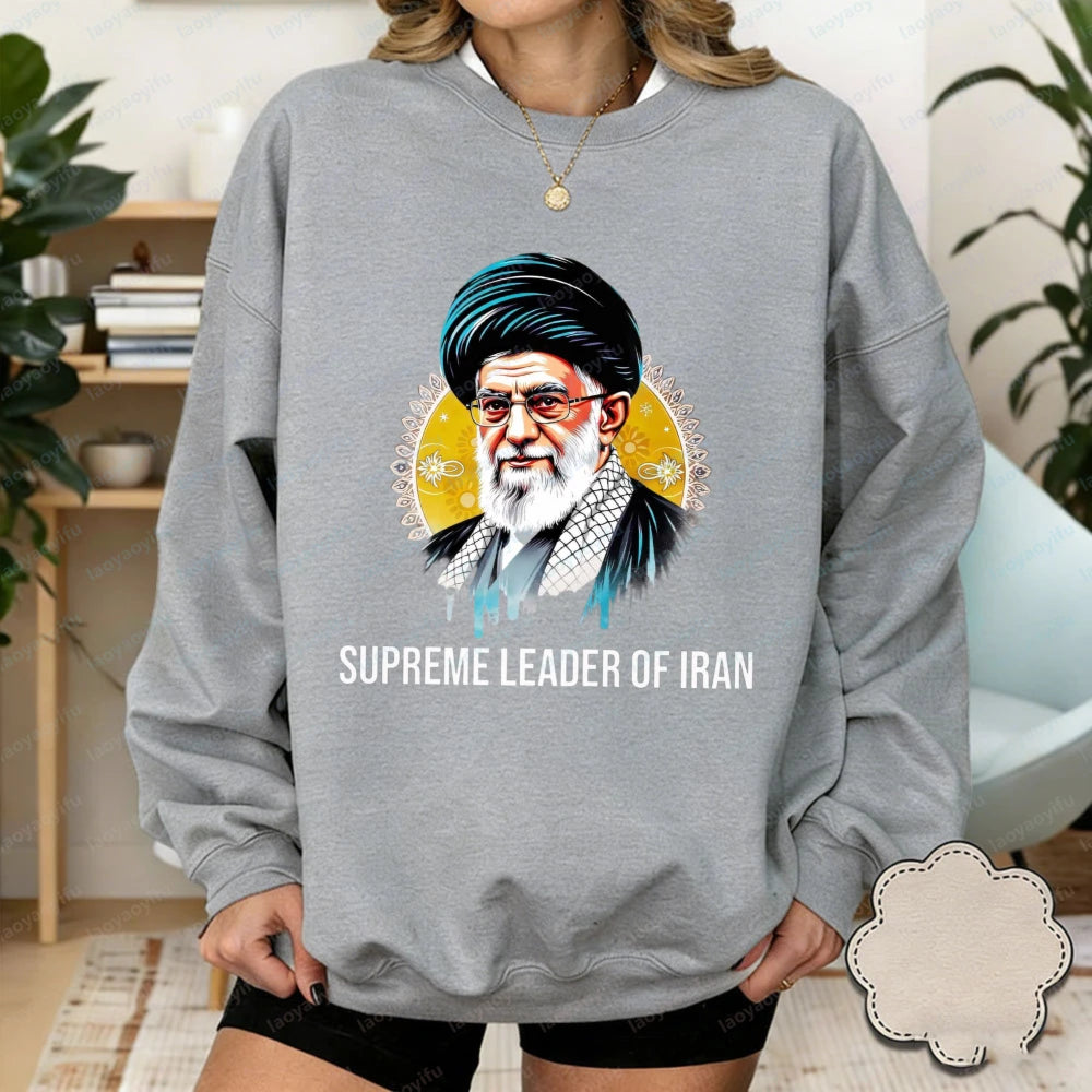 Ali Khamenei Supreme Leader of Iran Womenpullover Iranian Heritage Solidarity Winter Long-sleeved Sweater No War with Iran Tees