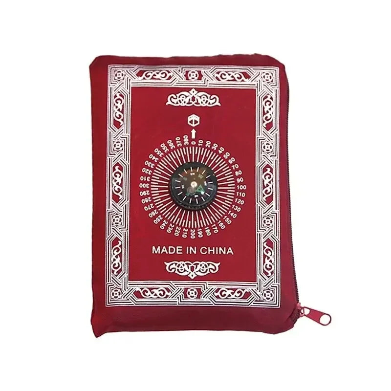 Muslim Prayer Rug Portable Large Size Braided Mats Simply Print with Compass In Pouch Travel Home New Style Pilgrimage Blanket