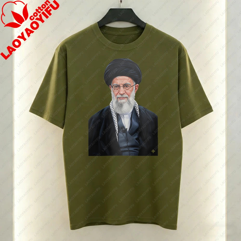 Supreme Leader of Iran Graphic T-Shirt Religious Figure Printing Tshirt Mourning Khamenei Shirt Unisex Cotton Short-sleeve Tees