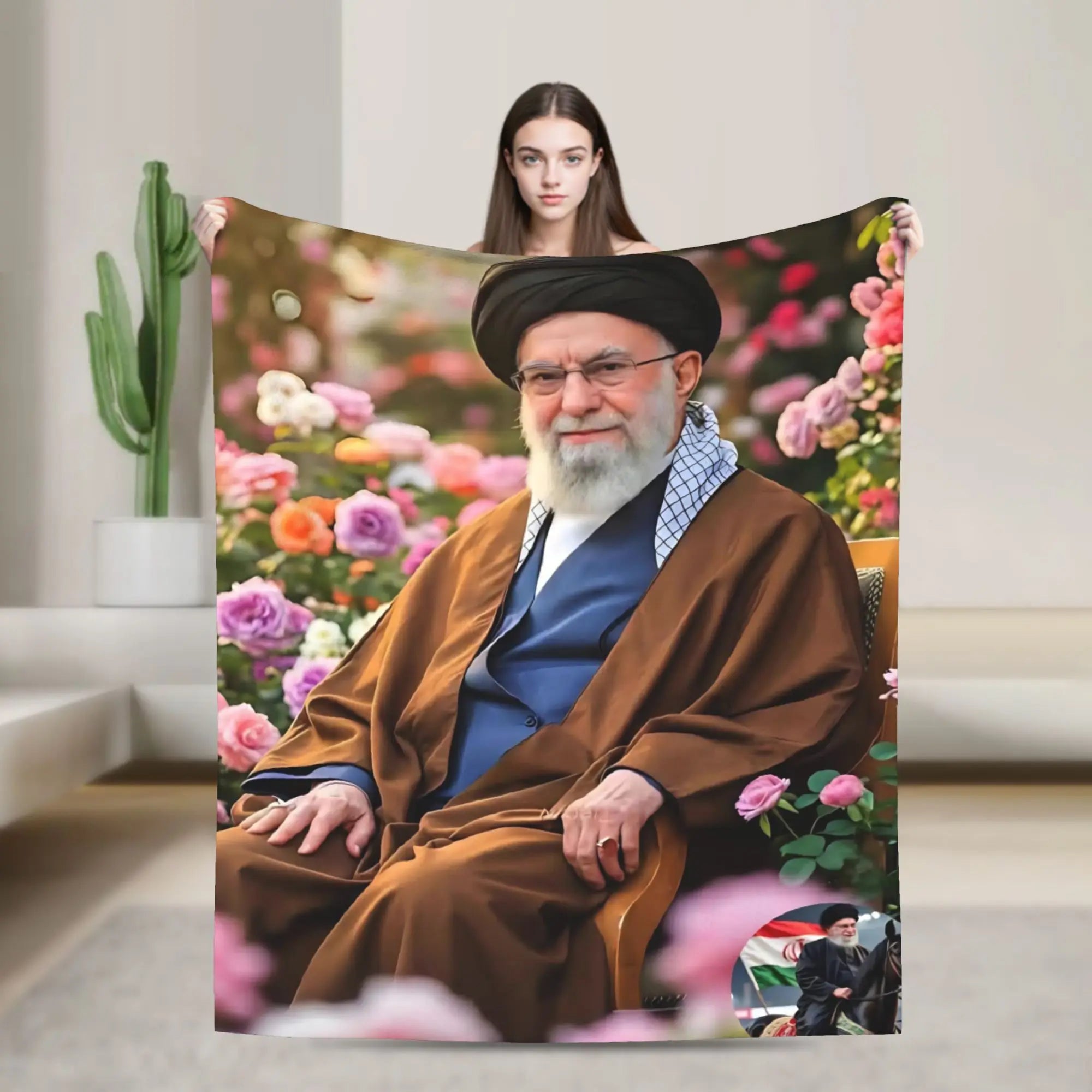 Ayatollah Sayyed Ali Khamenei Iranian Leader Blanket Aesthetic Throw Blanket Home Decor Flannel Bedspread Sofa Bed Cover