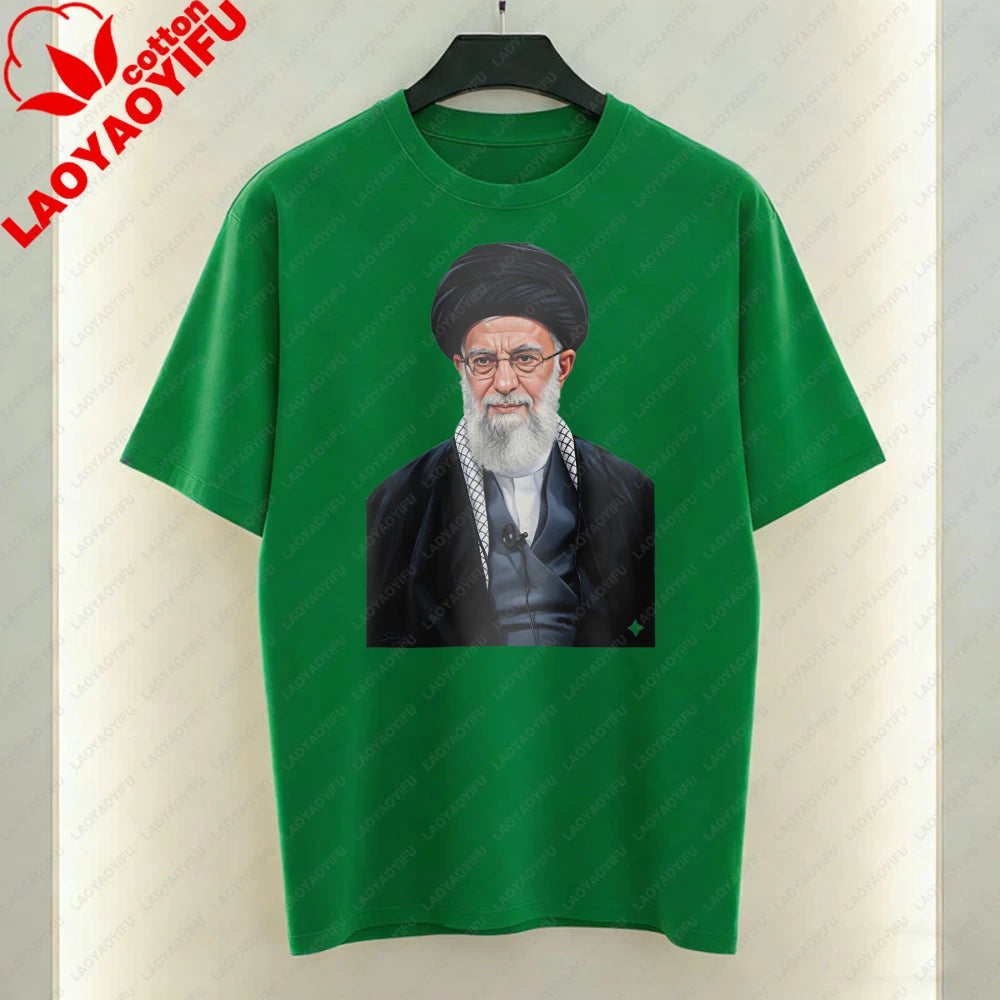 Supreme Leader of Iran Graphic T-Shirt Religious Figure Printing Tshirt Mourning Khamenei Shirt Unisex Cotton Short-sleeve Tees