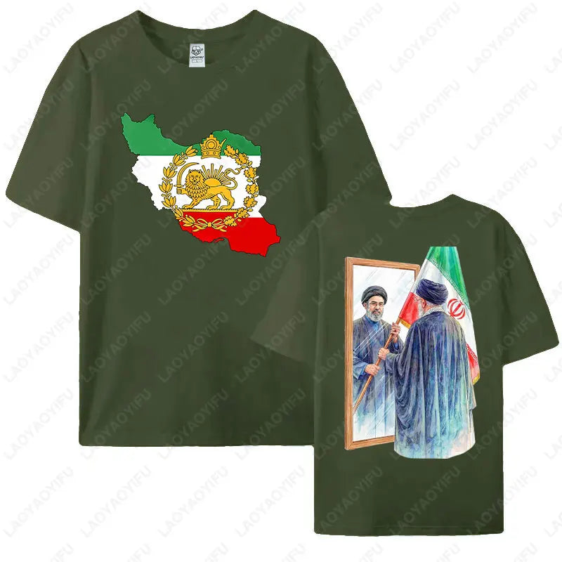 2026 Mojtaba Khamenei Inherit Iran Supreme Leader Graphic T-shirt Iran Flag Cultural Shirt Men Women Cotton Short-sleeve Tops