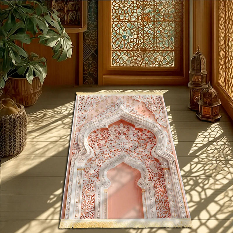 VIKAMA Minimalist Neutral Prayer Mat Modern Prayer Room Mat Foldable Portable Carpet for Indoor & Outdoor Use