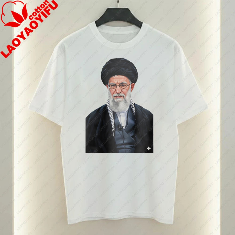 Supreme Leader of Iran Graphic T-Shirt Religious Figure Printing Tshirt Mourning Khamenei Shirt Unisex Cotton Short-sleeve Tees