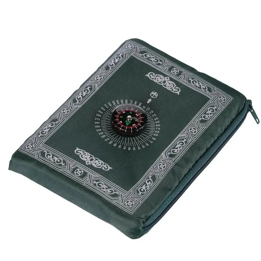 Muslim Prayer Rug Portable Large Size Braided Mats Simply Print with Compass In Pouch Travel Home New Style Pilgrimage Blanket