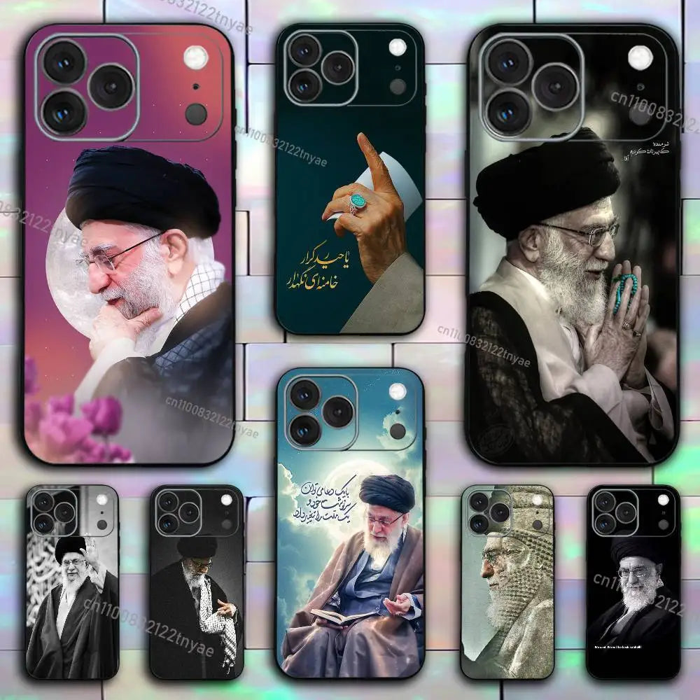 Peace Be Upon Him K-Khamenei I-Iran Phone Case For iPhone 17,16,15,14,13,12,11,X,XR,XS,Plus,Mini,Pro,Max black Shockproof Cover