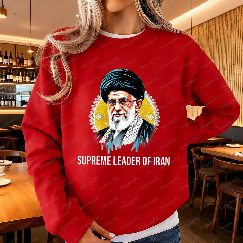 Ali Khamenei Supreme Leader of Iran Womenpullover Iranian Heritage Solidarity Winter Long-sleeved Sweater No War with Iran Tees