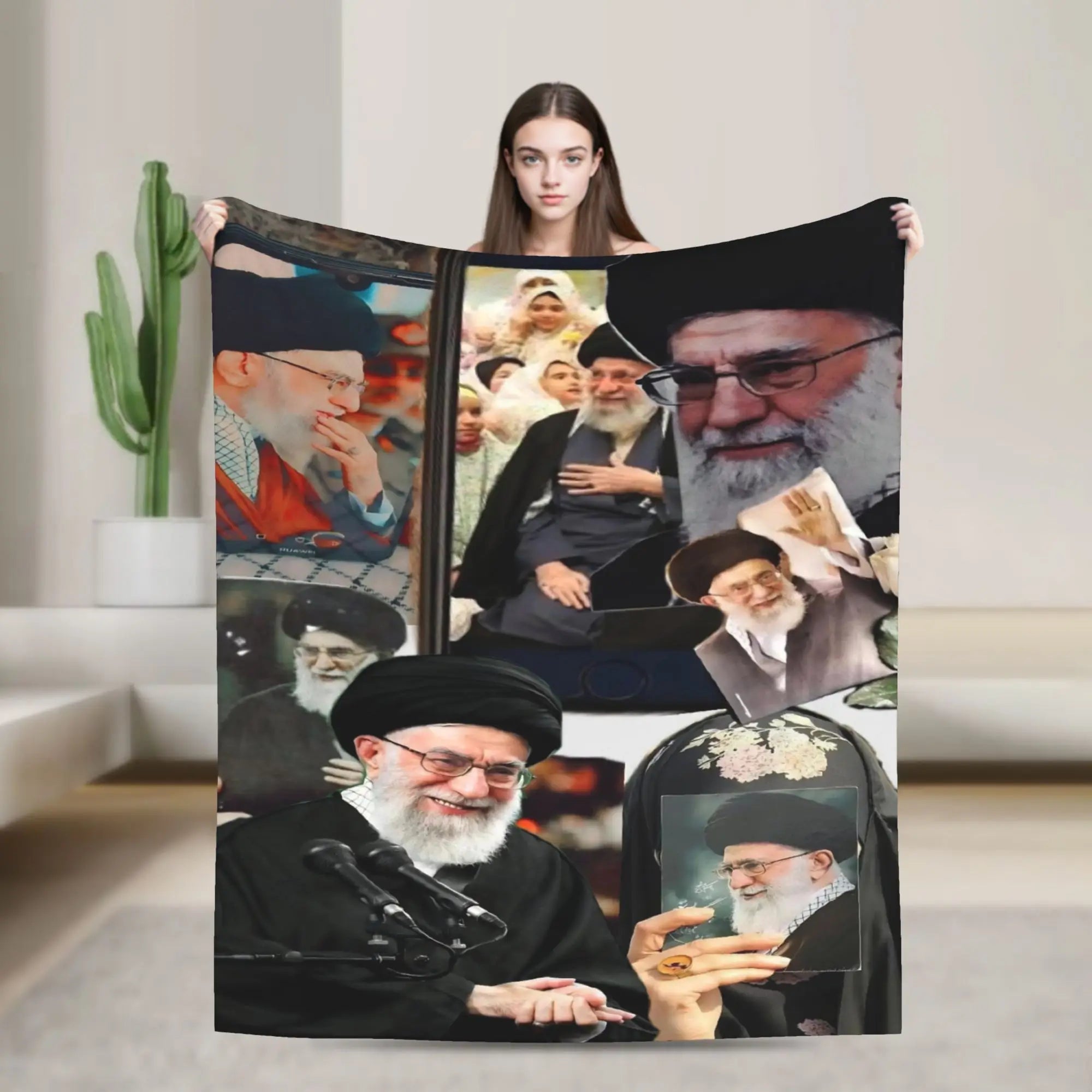 Soft Warm Blanket Ayatollah Sayyed Ali Khamenei Iranian Leader Throw Blanket  Flannel Bedspread For Couch Chair Sofa Bed Cover