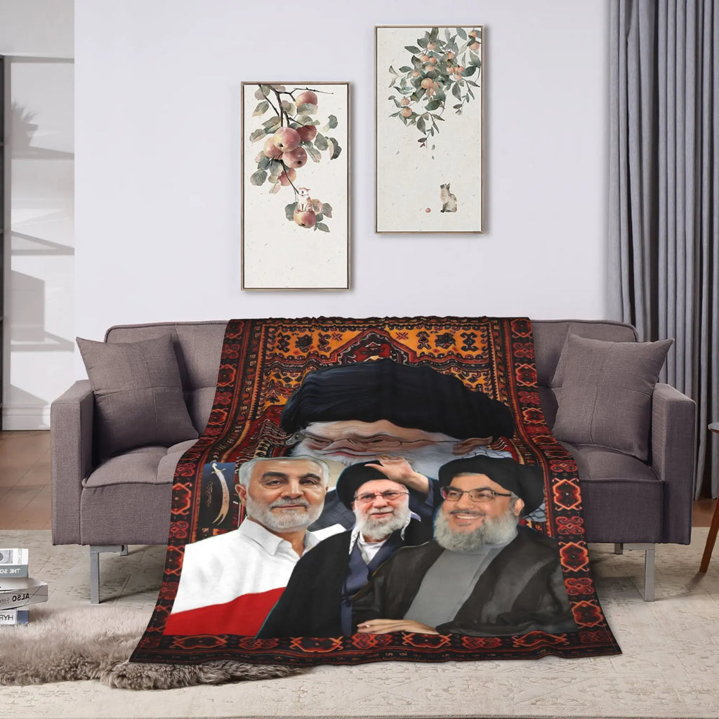 Soft Warm Blanket Ayatollah Sayyed Ali Khamenei Iranian Leader Throw Blanket  Flannel Bedspread For Couch Chair Sofa Bed Cover