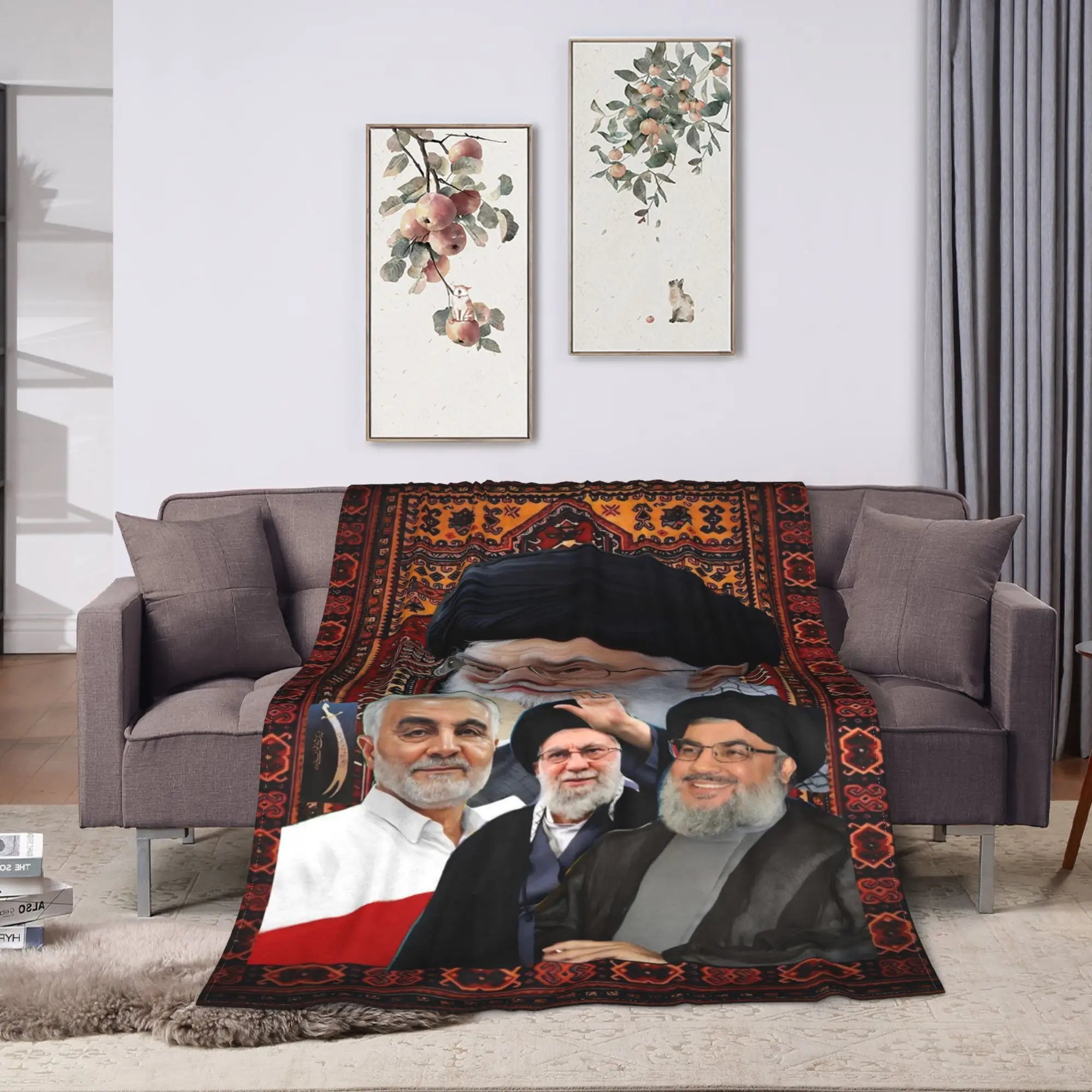 Soft Warm Blanket Ayatollah Sayyed Ali Khamenei Iranian Leader Throw Blanket  Flannel Bedspread For Couch Chair Sofa Bed Cover