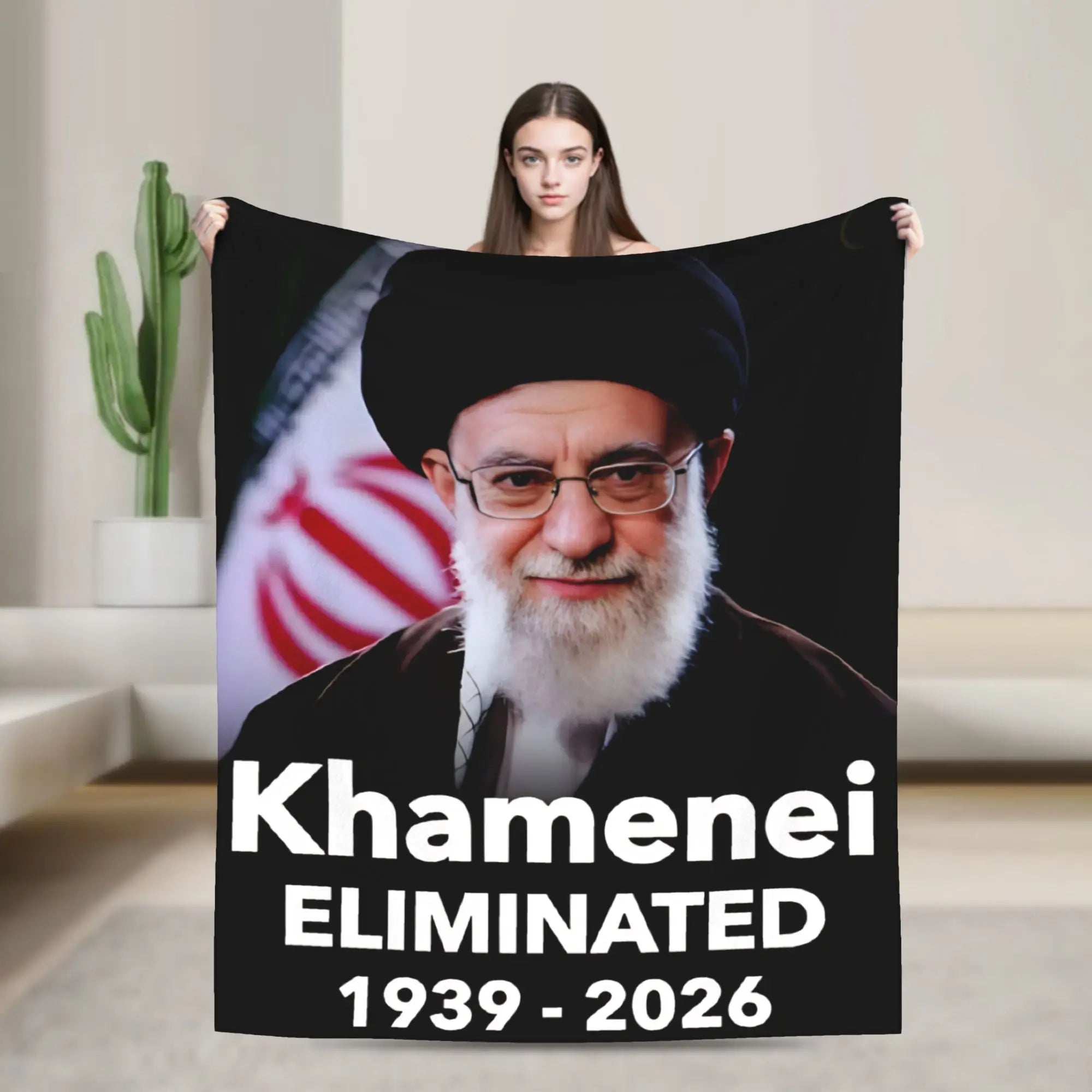 Soft Warm Blanket Ayatollah Sayyed Ali Khamenei Iranian Leader Throw Blanket  Flannel Bedspread For Couch Chair Sofa Bed Cover