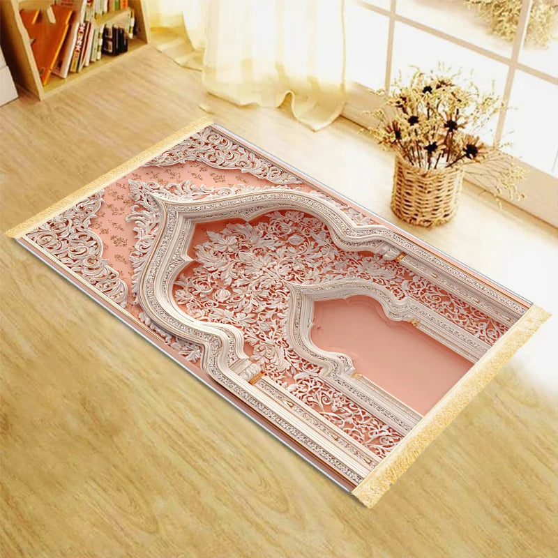 VIKAMA Minimalist Neutral Prayer Mat Modern Prayer Room Mat Foldable Portable Carpet for Indoor & Outdoor Use