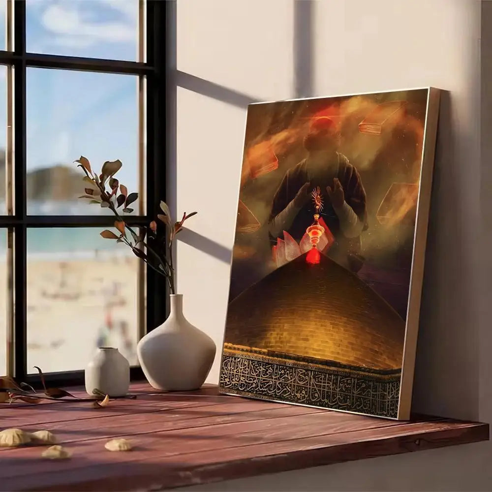 Imam Hussain Ali Painting Calligraphy Canvas Poster Wall Art Print Home Decor